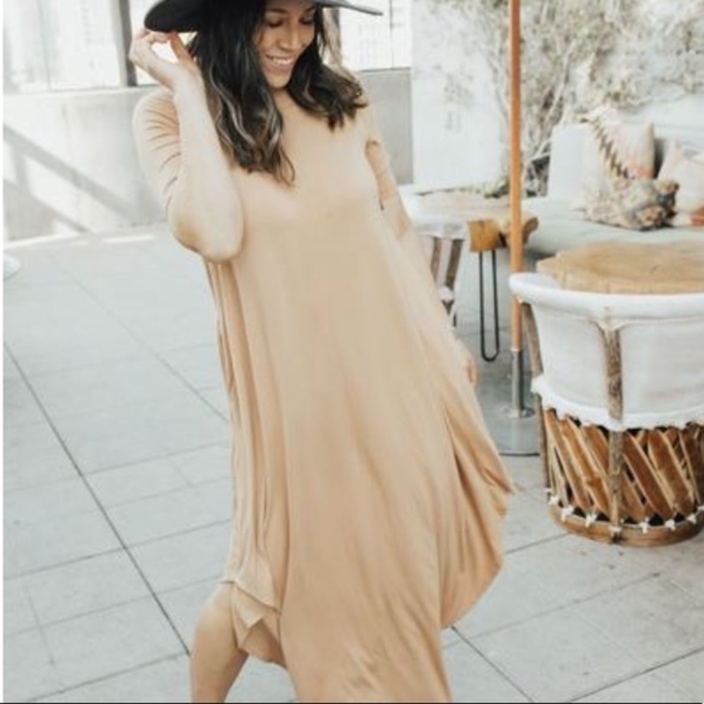 Carly jean camel maxi stella half sleeve dress